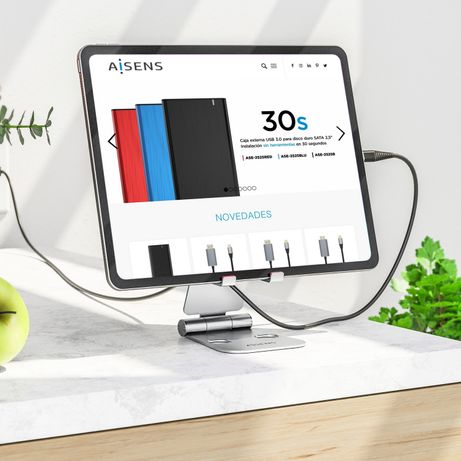 AISENS Soporte De Sobremesa Tamaño XL Ajustable (2 Pivotes) Para Movil / Tablet, Plata - Imagen 4 de 7 AISENS Soporte De Sobremesa Tamaño XL Ajustable (2 Pivotes) Para Movil / Tablet, Plata - Imagen 4 de 7