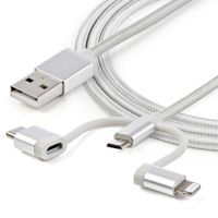 Miniatura 3 de 1M 3 IN 1 CHARGER - LIGHTNING USB C OR MICRO-USB - BRAID ED