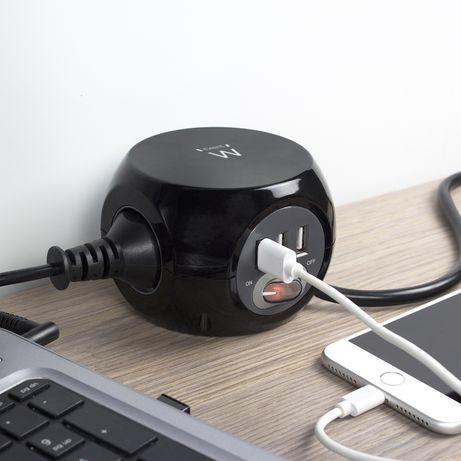 EWENT EW3938 Regleta Cubo 3 tomas Shucko + 3 USB - Imagen 3 de 7 EWENT EW3938 Regleta Cubo 3 tomas Shucko + 3 USB - Imagen 3 de 7