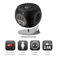 Miniatura 4 de EWENT EW3938 Regleta Cubo 3 tomas Shucko + 3 USB
