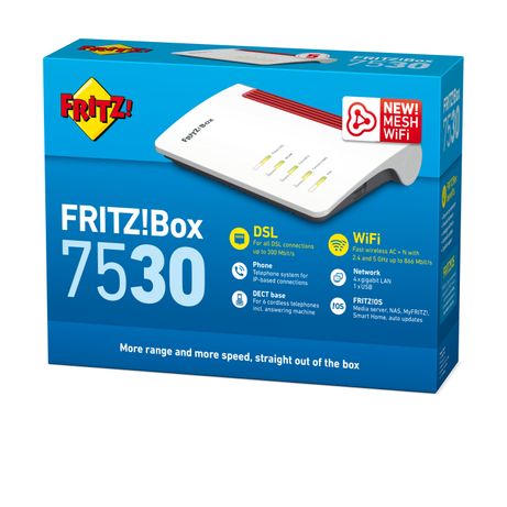 AVM FRITZ!Box 7530 International Router Wi-Fi AC + N, Doble banda hasta 1300 Mbps - Imagen 3 de 4 AVM FRITZ!Box 7530 International Router Wi-Fi AC + N, Doble banda hasta 1300 Mbps - Imagen 3 de 4