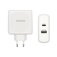 Miniatura 1 de AISENS Cargador 48 W, 1x USB-C PD3.0 30 W, 1x USB-A QC3.0 18 W, Blanco