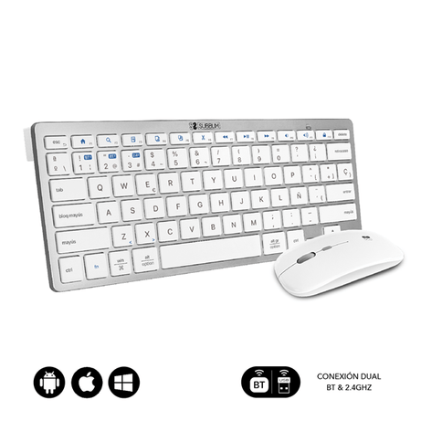 TECLADO + RATON INALAMBRICO SUBBLIM PLATEADO / BLANCO - Imagen 1 de 7 TECLADO + RATON INALAMBRICO SUBBLIM PLATEADO / BLANCO - Imagen 1 de 7