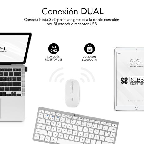 TECLADO + RATON INALAMBRICO SUBBLIM PLATEADO / BLANCO - Imagen 3 de 7 TECLADO + RATON INALAMBRICO SUBBLIM PLATEADO / BLANCO - Imagen 3 de 7