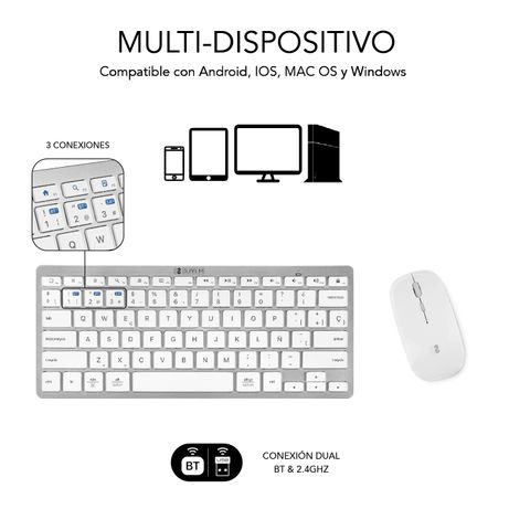 TECLADO + RATON INALAMBRICO SUBBLIM PLATEADO / BLANCO - Imagen 4 de 7 TECLADO + RATON INALAMBRICO SUBBLIM PLATEADO / BLANCO - Imagen 4 de 7