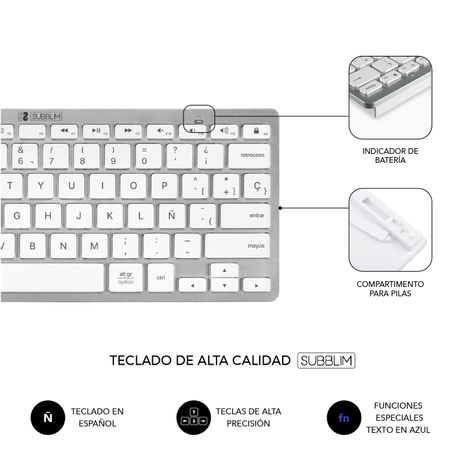 TECLADO + RATON INALAMBRICO SUBBLIM PLATEADO / BLANCO - Imagen 6 de 7 TECLADO + RATON INALAMBRICO SUBBLIM PLATEADO / BLANCO - Imagen 6 de 7