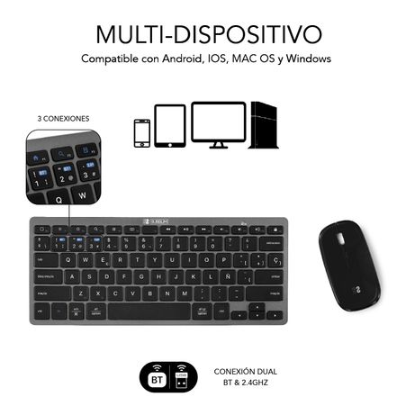 TECLADO + RATON INALAMBRICO SUBBLIM GRIS / NEGRO - Imagen 4 de 7 TECLADO + RATON INALAMBRICO SUBBLIM GRIS / NEGRO - Imagen 4 de 7