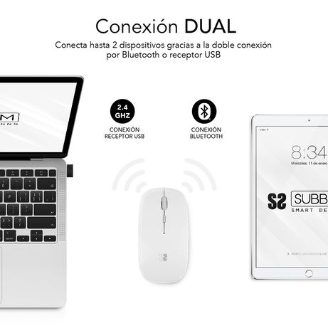 RATON SUBBLIM INALAMBRICO BLUETOOTH BLANCO - Imagen 3 de 5 RATON SUBBLIM INALAMBRICO BLUETOOTH BLANCO - Imagen 3 de 5