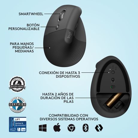 LIFT LEFT VERTICAL ERGO MOUSE - GRAPHITE / BLACK - EM EA - Imagen 4 de 14 LIFT LEFT VERTICAL ERGO MOUSE - GRAPHITE / BLACK - EM EA - Imagen 4 de 14