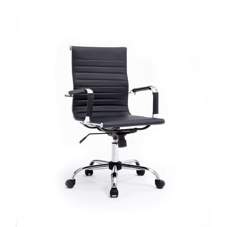 SILLA DE OFICINA EQUIP RESPALDO MEDIO COLOR NEGRO RECUBRIMIENTO PU DE ALTA CALIDAD ERGONOMICA - Imagen 3 de 5 SILLA DE OFICINA EQUIP RESPALDO MEDIO COLOR NEGRO RECUBRIMIENTO PU DE ALTA CALIDAD ERGONOMICA - Imagen 3 de 5