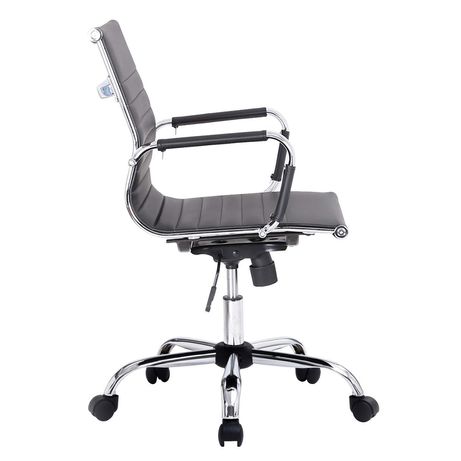 SILLA DE OFICINA EQUIP RESPALDO MEDIO COLOR NEGRO RECUBRIMIENTO PU DE ALTA CALIDAD ERGONOMICA - Imagen 4 de 5 SILLA DE OFICINA EQUIP RESPALDO MEDIO COLOR NEGRO RECUBRIMIENTO PU DE ALTA CALIDAD ERGONOMICA - Imagen 4 de 5