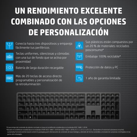 HP 975 USB+BT DUAL-MODE WIRELESS KEYBOARD SP - Imagen 20 de 20 HP 975 USB+BT DUAL-MODE WIRELESS KEYBOARD SP - Imagen 20 de 20