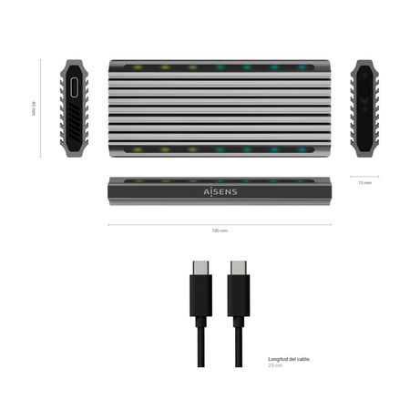 AISENS Caja Externa M.2 RGB Gaming ASM2-RGB011GR SATA/NVMe A USB3.1 Gen2, Gris - Imagen 6 de 9 AISENS Caja Externa M.2 RGB Gaming ASM2-RGB011GR SATA/NVMe A USB3.1 Gen2, Gris - Imagen 6 de 9