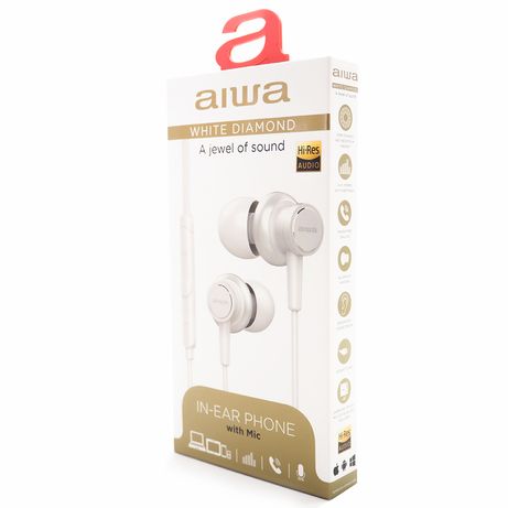 AURICULAR INTRAUDITIVO AIWA ESTM-500WT WHITE DIAMOND CARCASA DE ALUMINO DRIVER 10mm CON IMAN N40 Y DIAFRAGMA DE TITANIO CONTROL REMOTO - Imagen 6 de 6 AURICULAR INTRAUDITIVO AIWA ESTM-500WT WHITE DIAMOND CARCASA DE ALUMINO DRIVER 10mm CON IMAN N40 Y DIAFRAGMA DE TITANIO CONTROL REMOTO - Imagen 6 de 6