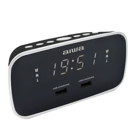 RADIO DESPERTADOR AIWA CRU-19 BLACK 2 PUERTOS USB DE CARGA 5V 2.4A - Imagen 6 de 6 RADIO DESPERTADOR AIWA CRU-19 BLACK 2 PUERTOS USB DE CARGA 5V 2.4A - Imagen 6 de 6