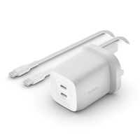 Miniatura 1 de CARGADOR DOMESTICO BELKIN WCH013VF2MWH-B6 DOBLE USB-C GaN BOOST CHARGE 65W (45W+20W) + CABLE USB-C 2M
