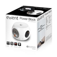 Miniatura 2 de EWENT EW3939 REGLETA CUBO 3 TOMAS/3 USB BLANCO