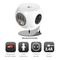 Miniatura 7 de EWENT EW3939 REGLETA CUBO 3 TOMAS/3 USB BLANCO