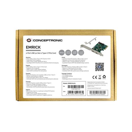 CONTROLADORA CONCEPTRONIC PCI EXPRESS X4 2 PUERTOS USB 3.2 GEN2 (2XUSB-C) - Imagen 3 de 3 CONTROLADORA CONCEPTRONIC PCI EXPRESS X4 2 PUERTOS USB 3.2 GEN2 (2XUSB-C) - Imagen 3 de 3