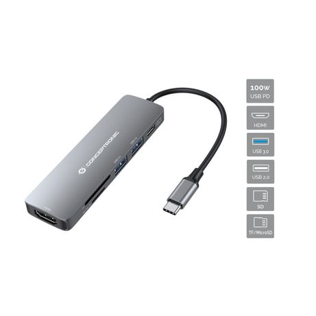 ADAPTADOR USB-C 6EN1 CONCEPTRONIC DONN11 HDMI USB-C USB 3.0 LECTOR SD - Imagen 3 de 3 ADAPTADOR USB-C 6EN1 CONCEPTRONIC DONN11 HDMI USB-C USB 3.0 LECTOR SD - Imagen 3 de 3
