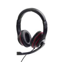 Miniatura 1 de AURICULARES ESTEREO GEMBIRD COLOR NEGRO CON ARO ROJO