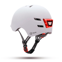 Miniatura 1 de CASCO YOUIN CON LED FRONTAL Y TRASERO BLANCO (TALLA L)