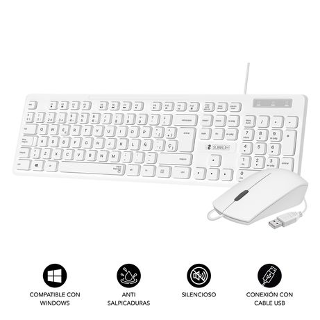TECLADO Y RATON SUBBLIM SILENCIOSO USB BLANCO - Imagen 3 de 6 TECLADO Y RATON SUBBLIM SILENCIOSO USB BLANCO - Imagen 3 de 6