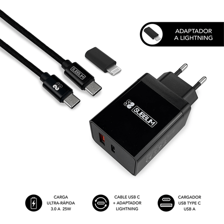 SMART CHARGER PD25W+QC3.0+C TO C/LIGHTNING CABLE B - Imagen 1 de 7 SMART CHARGER PD25W+QC3.0+C TO C/LIGHTNING CABLE B - Imagen 1 de 7