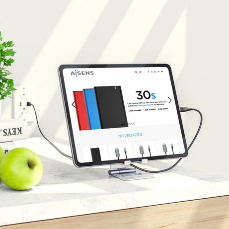 AISENS Soporte De Sobremesa Tamaño M Ajustable (2 Pivotes) Para Movil / Tablet, Plata - Imagen 6 de 8 AISENS Soporte De Sobremesa Tamaño M Ajustable (2 Pivotes) Para Movil / Tablet, Plata - Imagen 6 de 8
