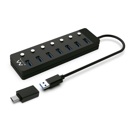 EWENT Hub usb-usb-c 7 ptos interruptor c/alimen. - Imagen 1 de 2 EWENT Hub usb-usb-c 7 ptos interruptor c/alimen. - Imagen 1 de 2