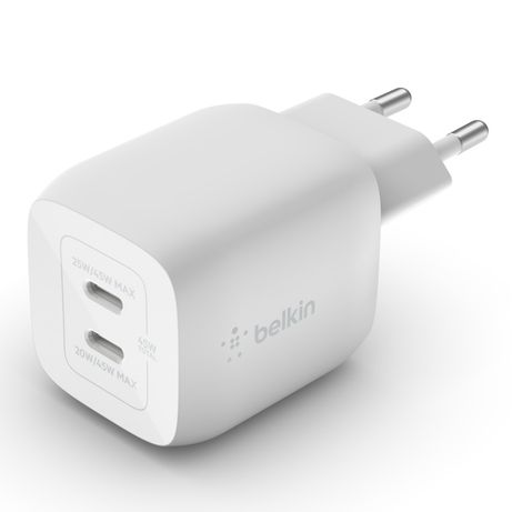 CARGADOR DOMESTICO BELKIN WCH011VFWH DOBLE USB-C GAN BOOST CHARGE PRO 45w (25w+20w) - Imagen 6 de 6 CARGADOR DOMESTICO BELKIN WCH011VFWH DOBLE USB-C GAN BOOST CHARGE PRO 45w (25w+20w) - Imagen 6 de 6