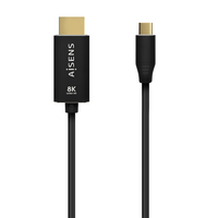 Miniatura 1 de AISENS Cable Conversor Aluminio USB-C A HDMI 2.1 8k@60Hz, USB-C/M-HDMI/M, Negro, 2.0m